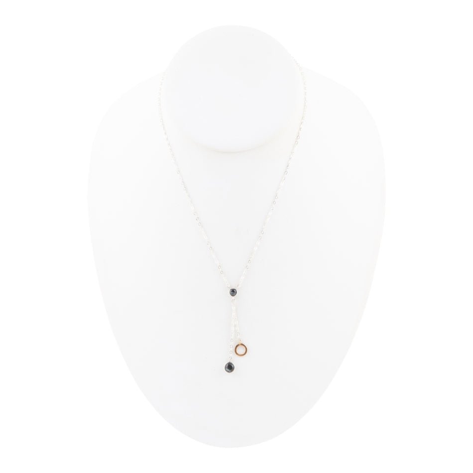 Circle Two-Toned Grey Labradorite Sterling Silver Necklace Barse Jewelry