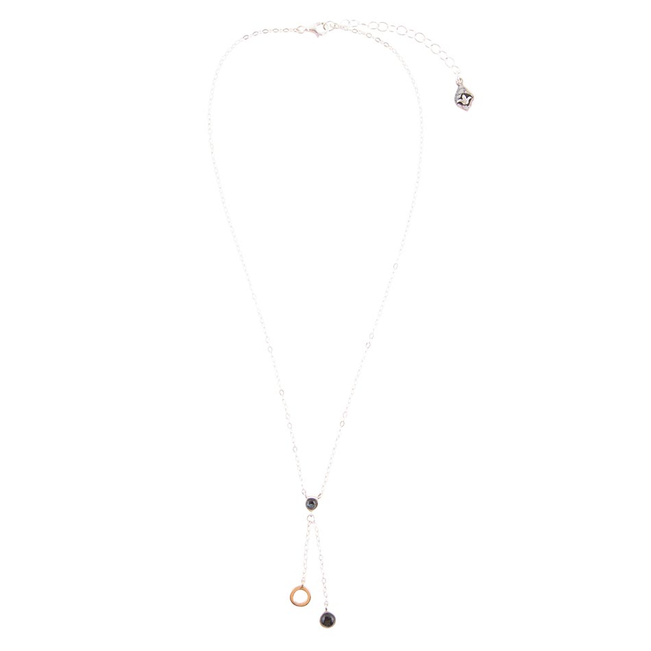 Circle Two-Toned Grey Labradorite Sterling Silver Necklace Barse Jewelry