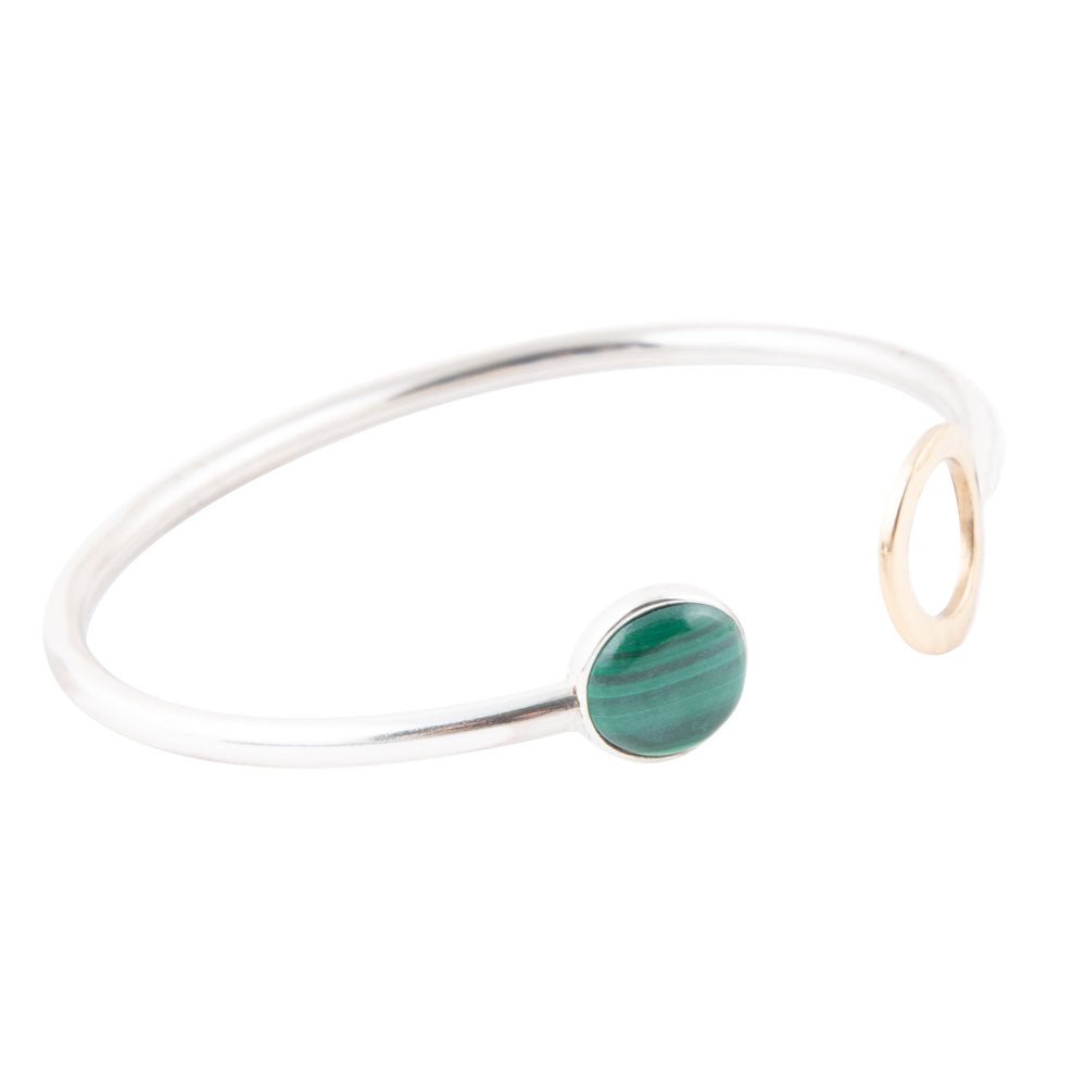 Circle Two Toned Green Malachite Cuff Bracelet Barse Jewelry