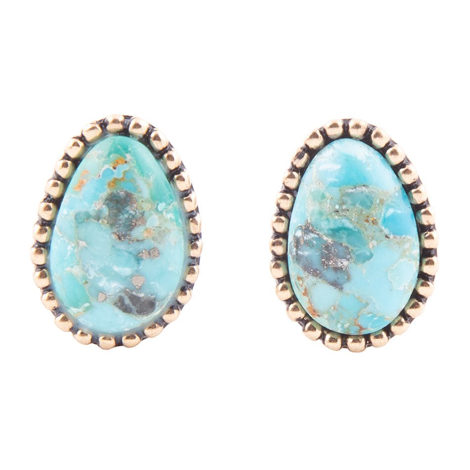 Clip On Blue Turquoise Golden Earrings Barse Jewelry