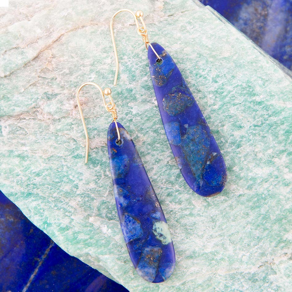 Cobalt Blue Lapis Long Earrings Barse Jewelry