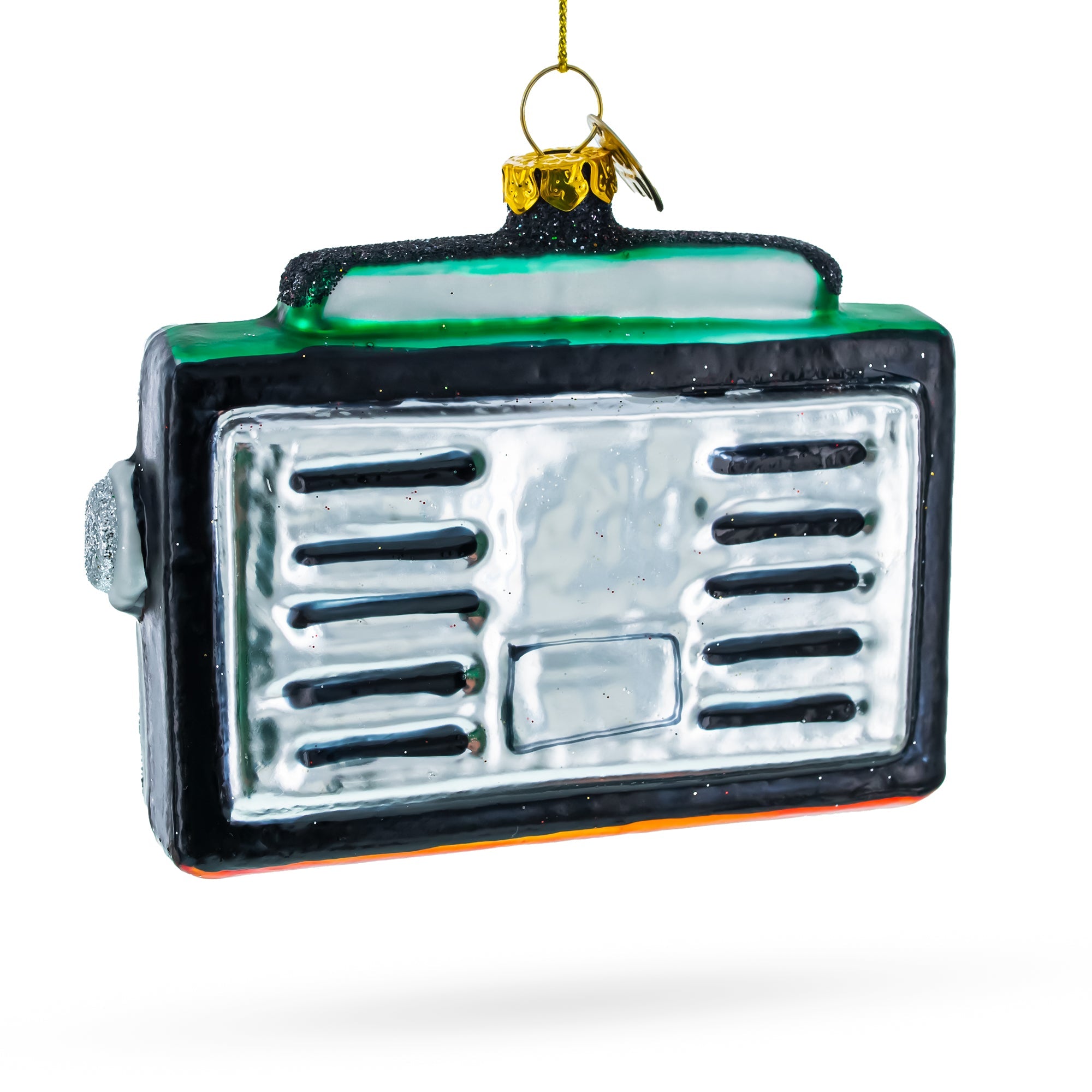 Vintage Cassette Player Boombox Glass Christmas Ornament