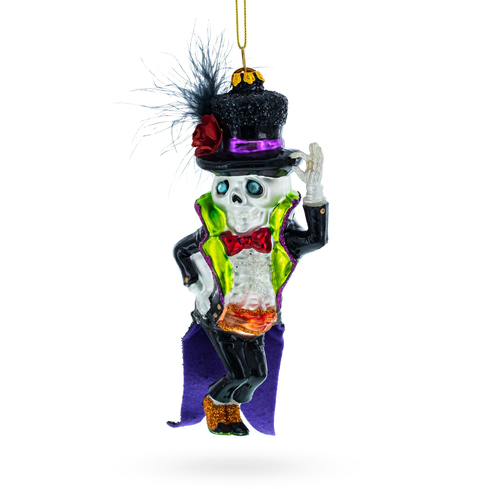 Spooky Skeleton Groom Glass Christmas Ornament BestPysanky
