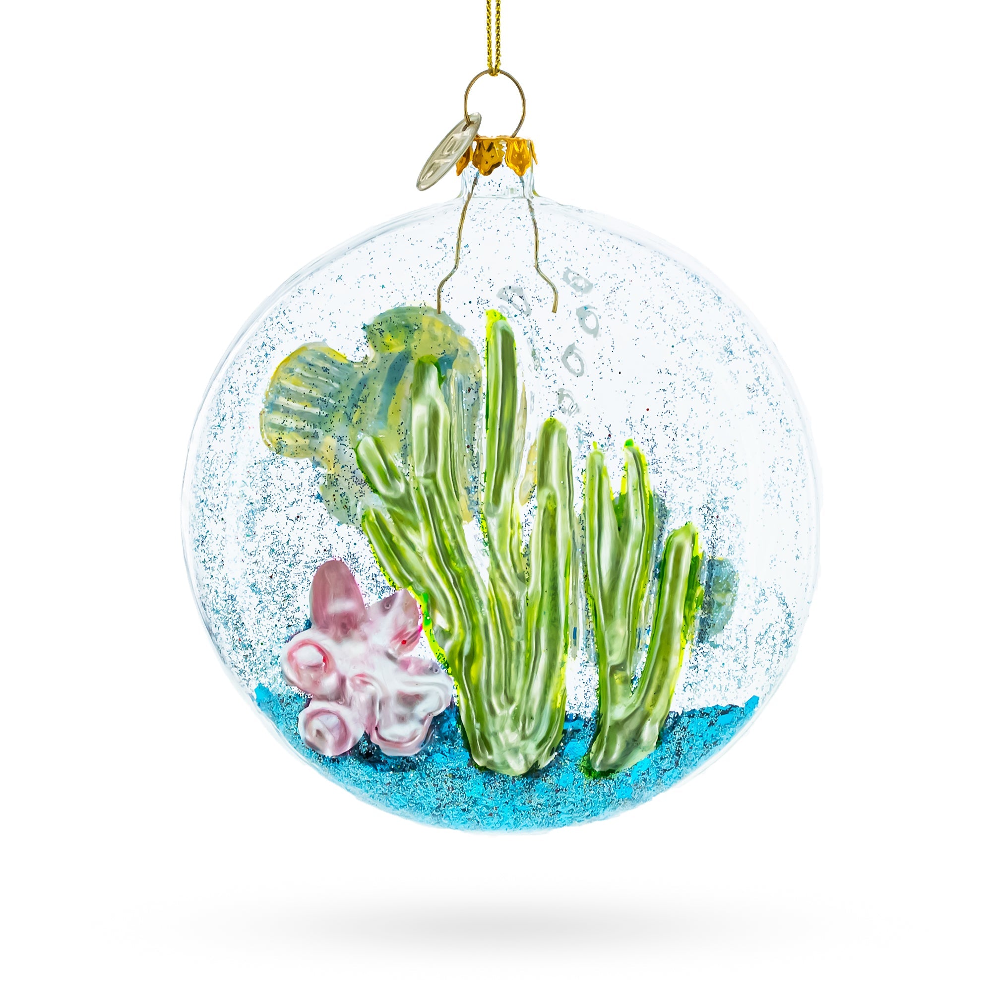 Coral Fishes Tank Glass Christmas Ornament
