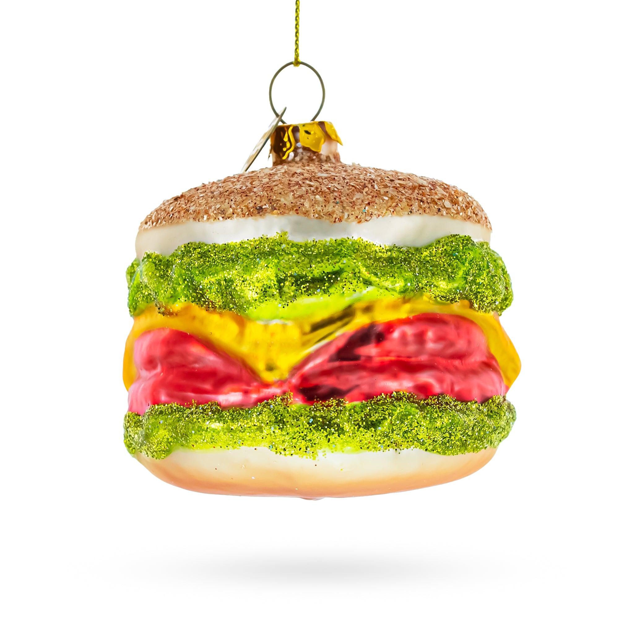 Cheeseburger Glass Christmas Ornament