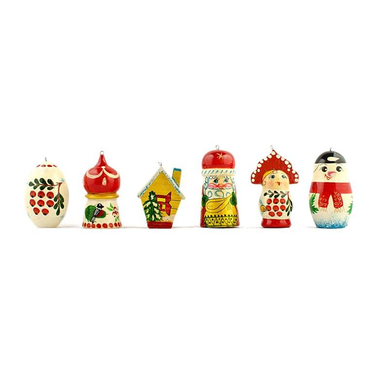 6 Mixed Wooden Christmas Ornaments BestPysanky