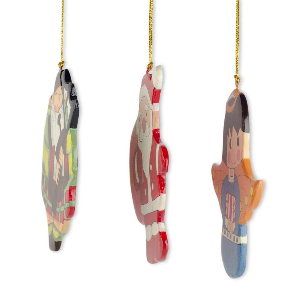 Scottish Bagpiper, Angel & Santa Wooden Christmas Ornaments