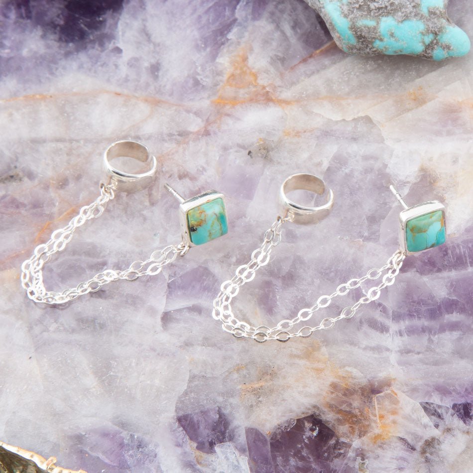 Cuffed Up Turquoise and Sterling Silver Earrings Barse Jewelry