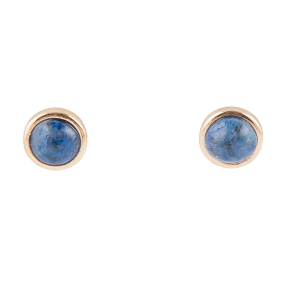 Dainty Lapis and Bronze Dot Earrings Barse Jewelry