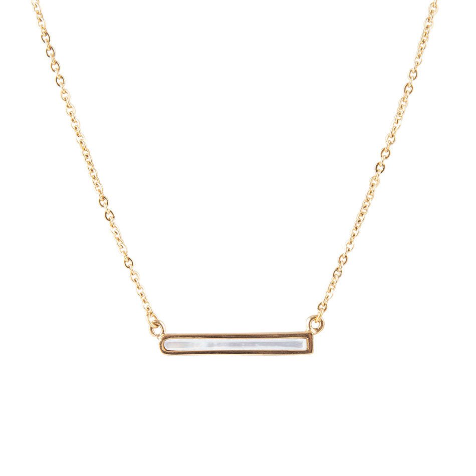 Dainty Mother of Pearl Bar Necklace Barse Jewelry
