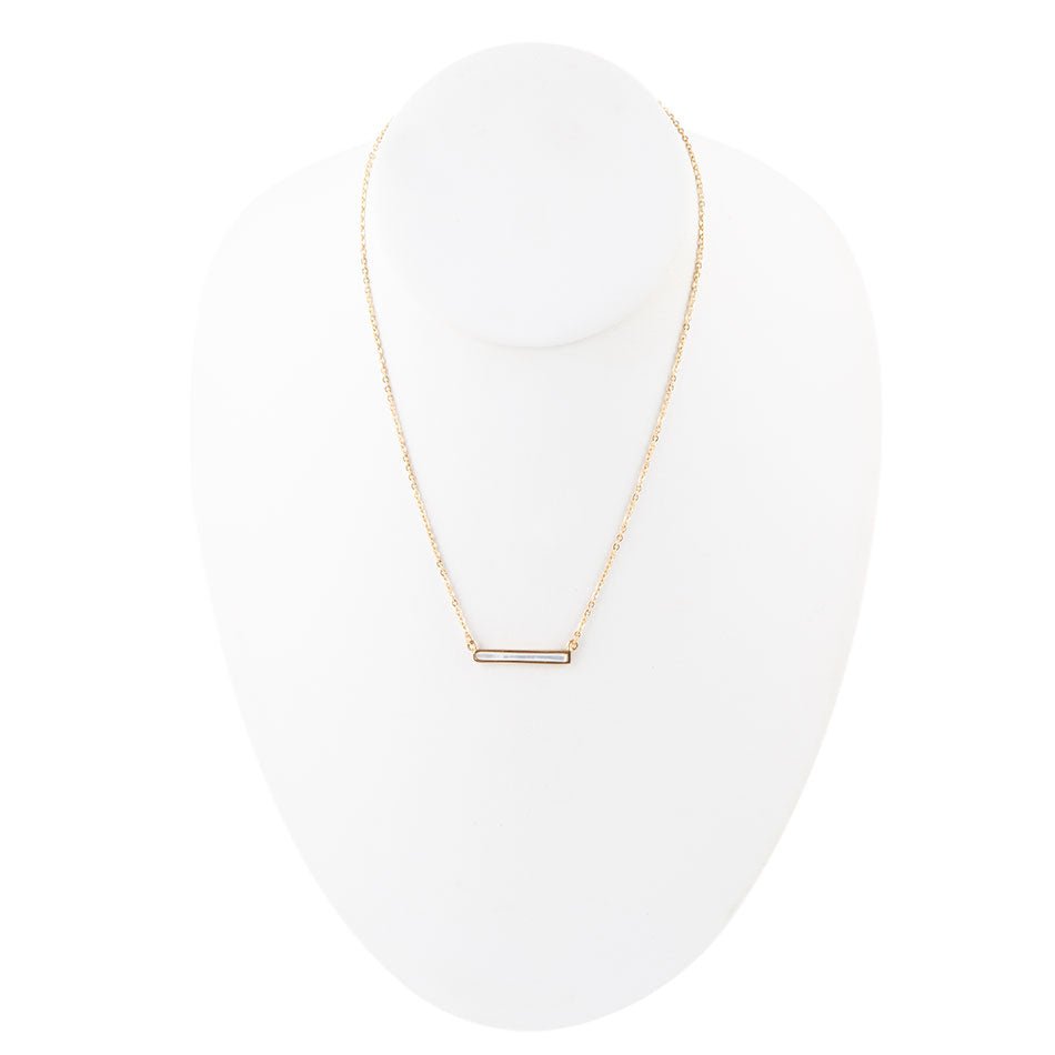 Dainty Mother of Pearl Bar Necklace Barse Jewelry