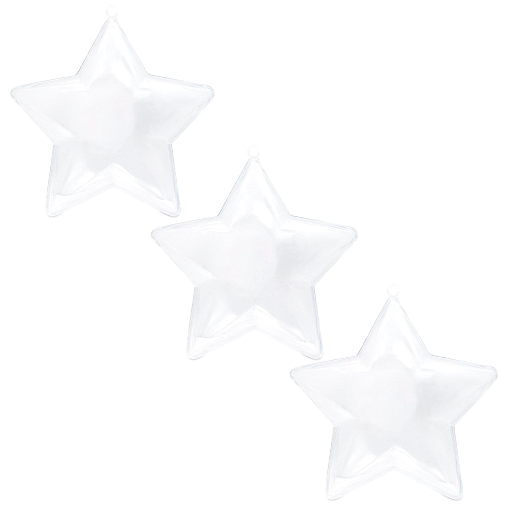 Set of 3 Openable Fillable Clear Plastic Star Christmas Ornaments DIY Craft 3.5 Inches BestPysanky