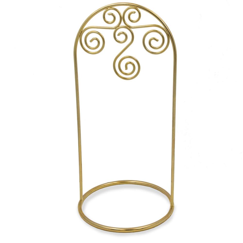 Gold Tone Metal Swirl Arch Ornament Stand Display 7.75 Inches BestPysanky