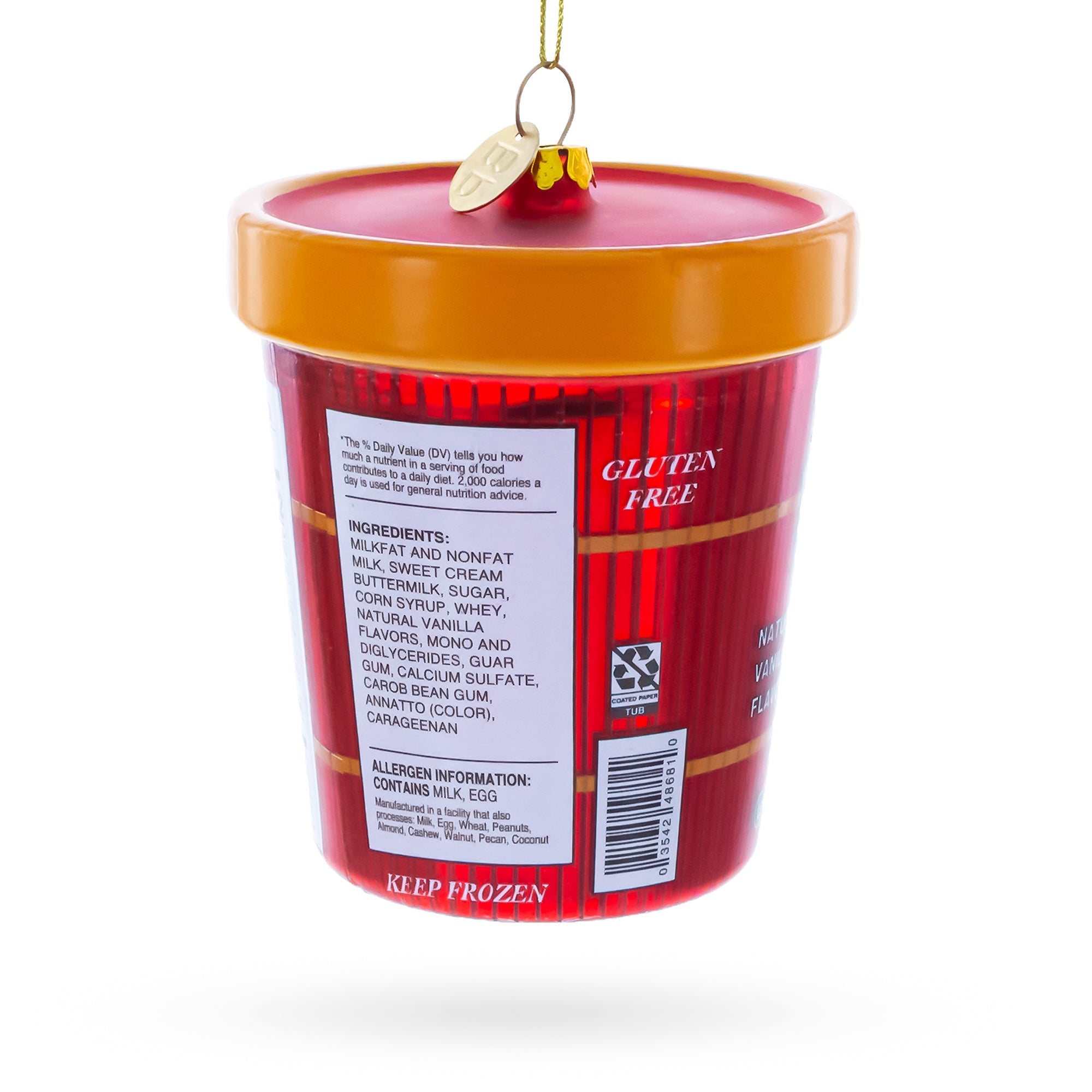 Vanilla Ice Cream Pint Glass Christmas Ornament