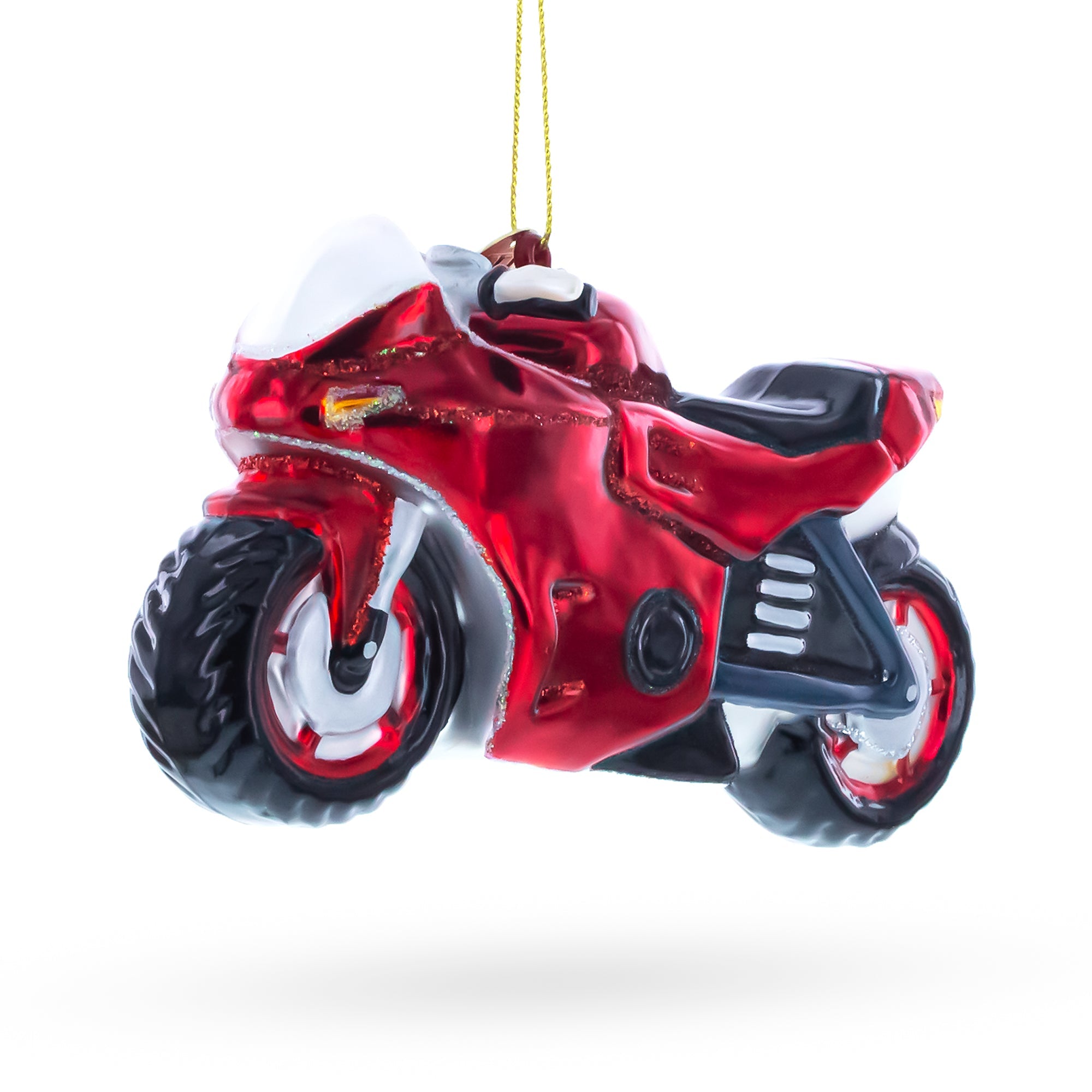 Red Motorcycle Glass Christmas Ornament