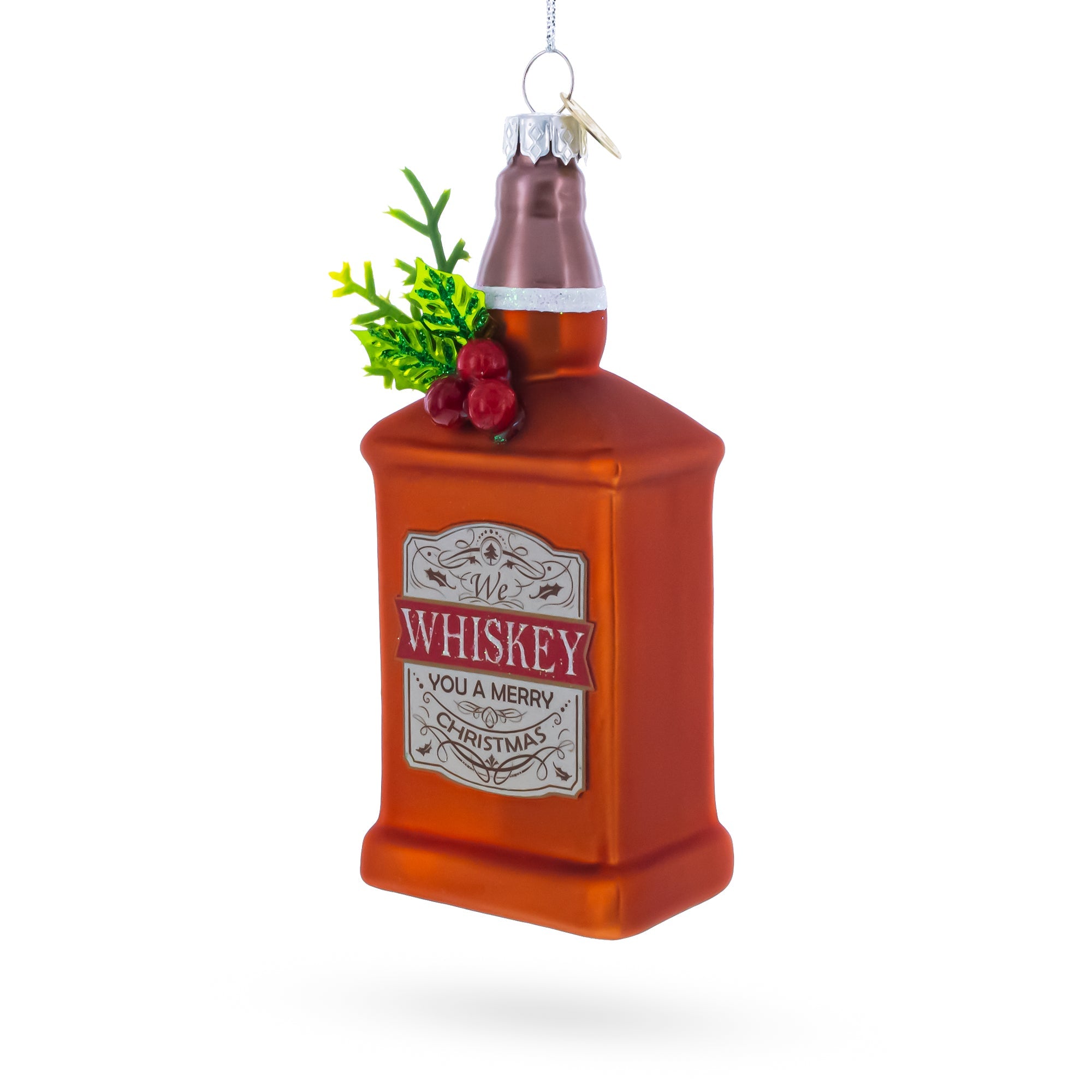 Whiskey Bottle Glass Christmas Ornament