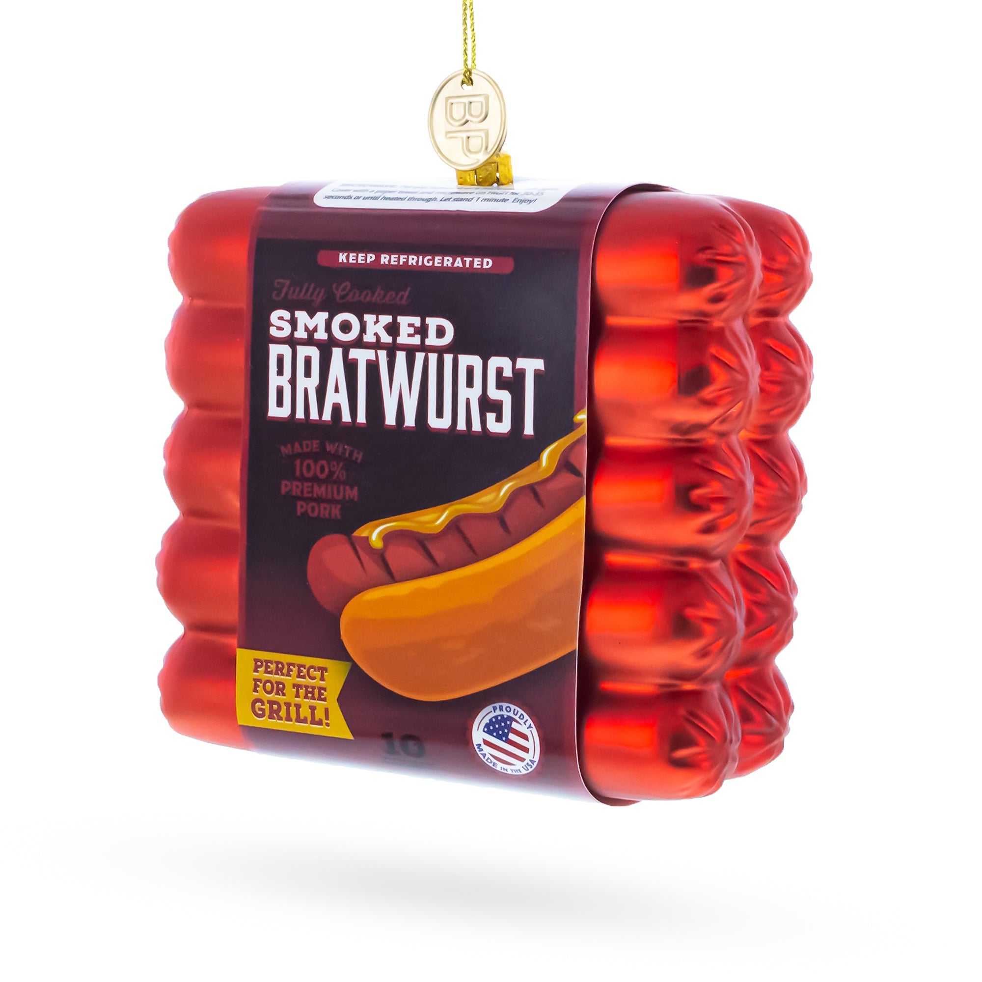 Smoked Bratwurst Box Glass Christmas Ornament