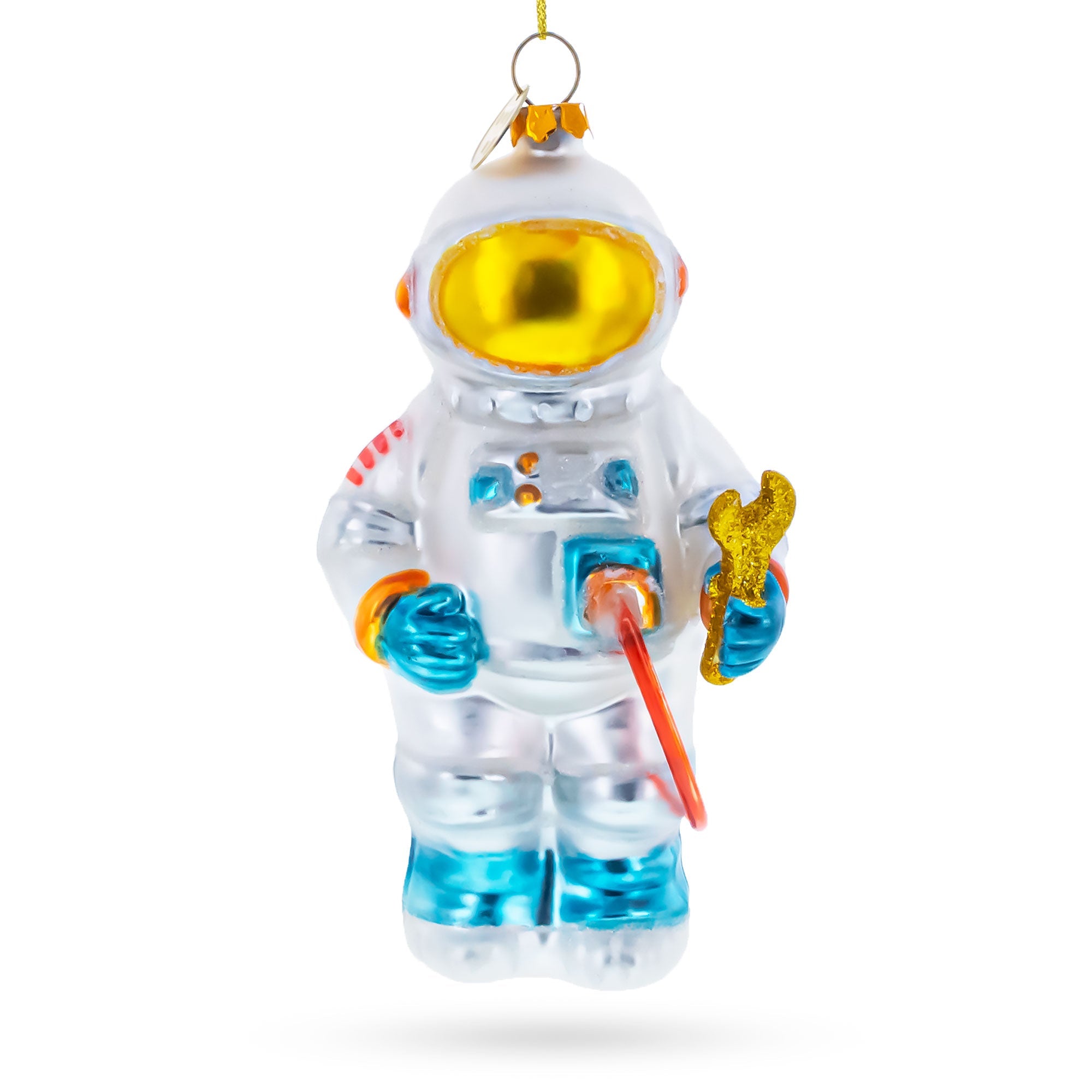 Astronaut with Tool Glass Christmas Ornament