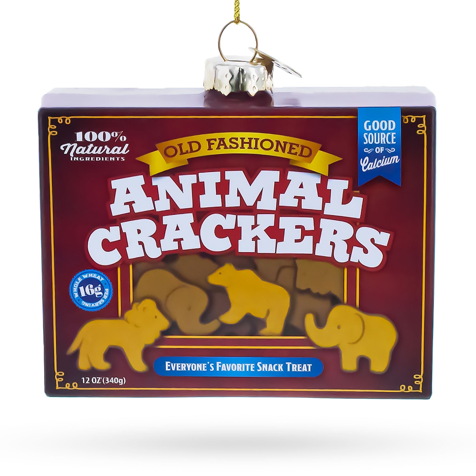 Animal Crackers Box Glass Christmas Ornament