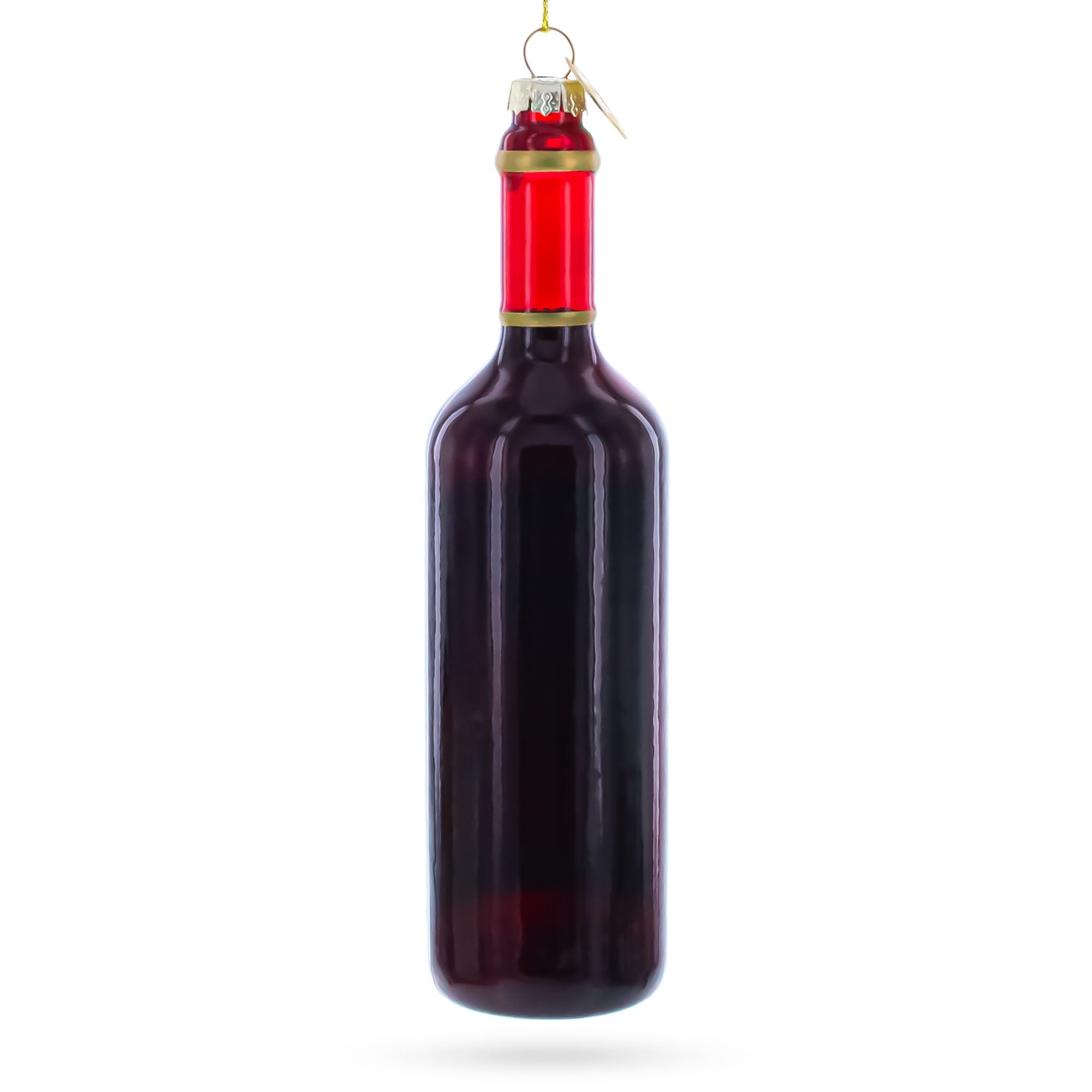 Santa’s Red Wine Bottle Glass Christmas Ornament