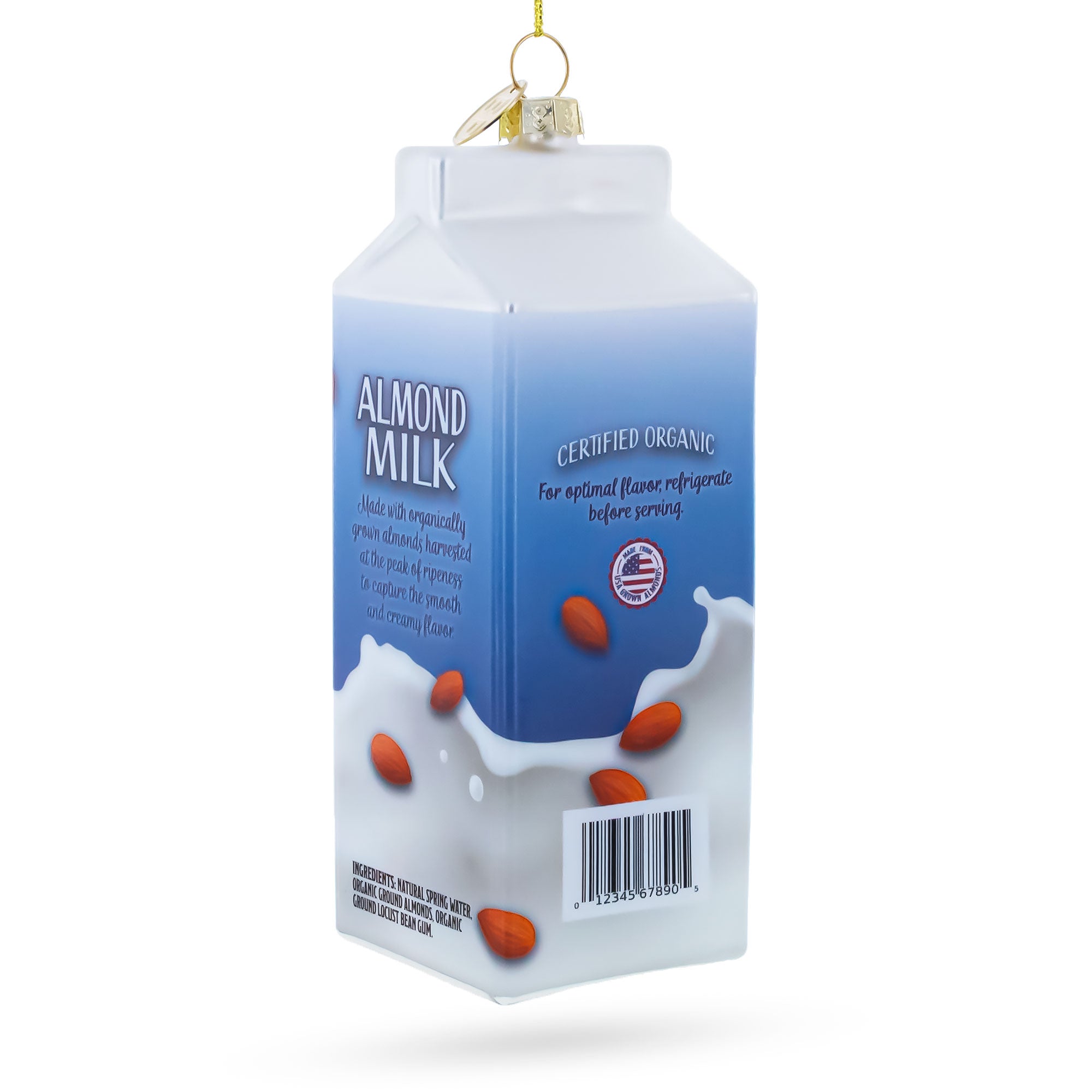 Almond Milk Carton Glass Christmas Ornament