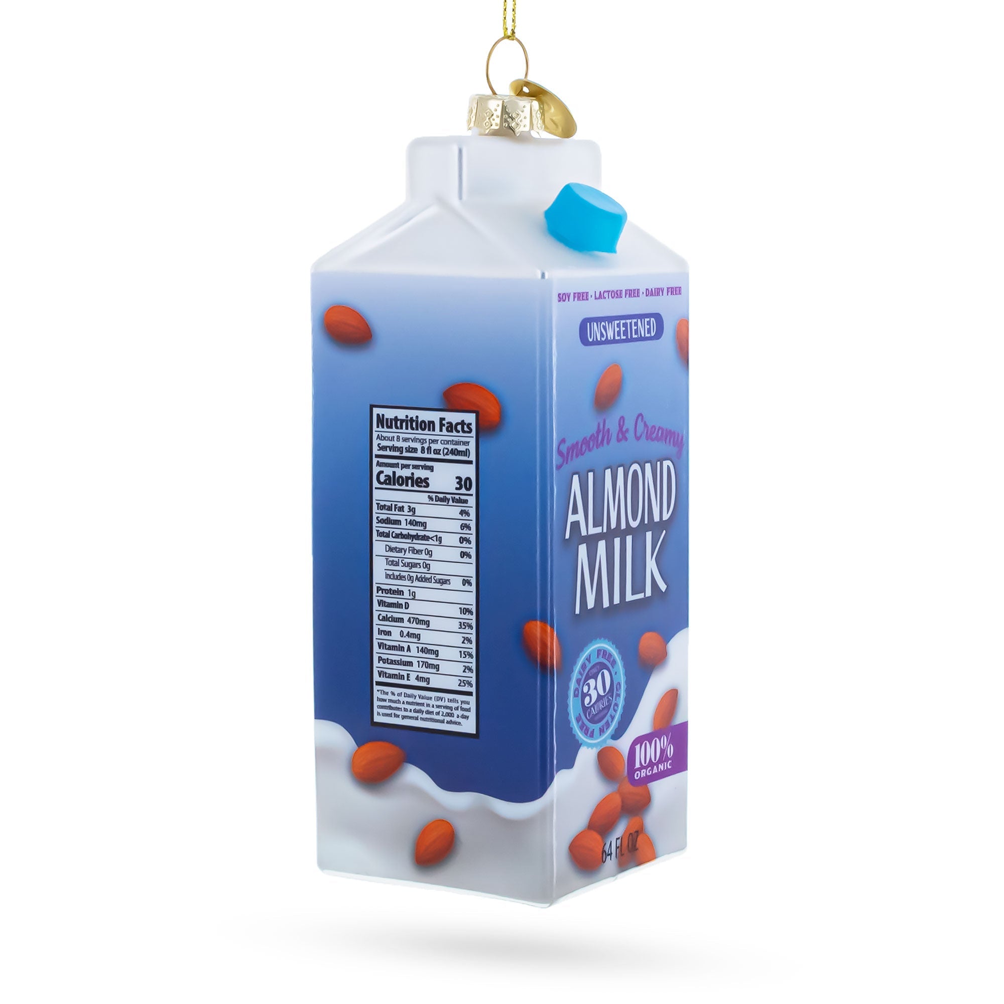 Almond Milk Carton Glass Christmas Ornament