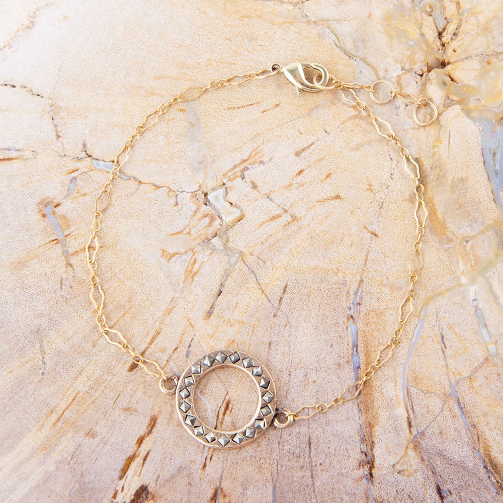 Delicate Stones Line Bronze Bracelet Barse Jewelry