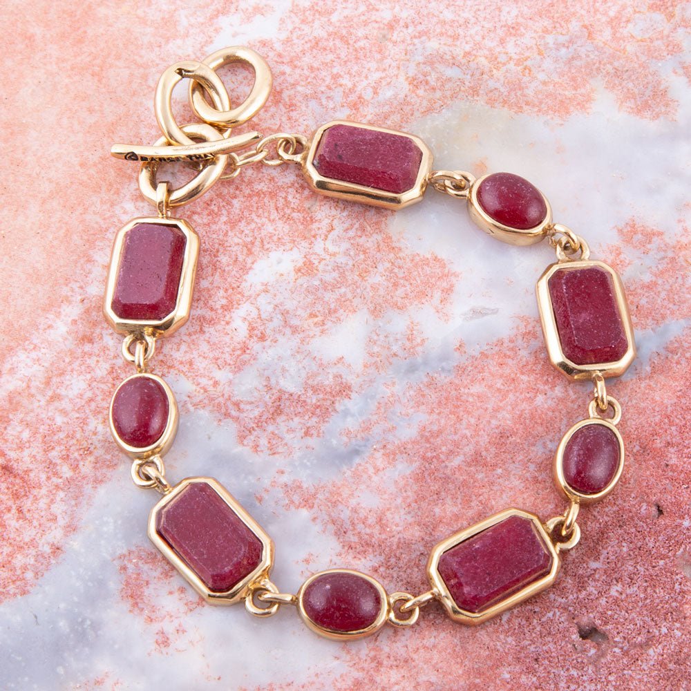 Delicately Red Onyx and Golden Toggle Bracelet Barse Jewelry
