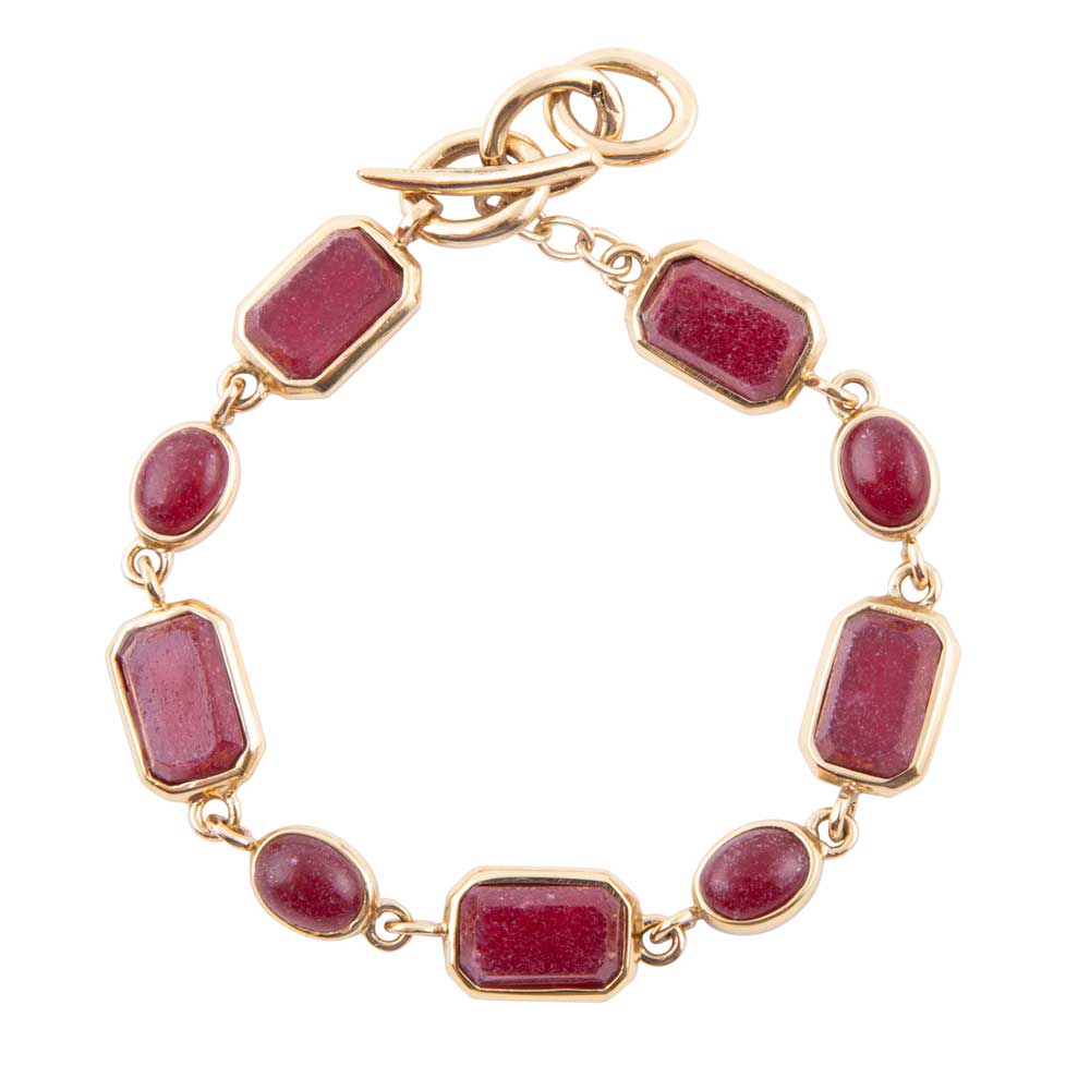 Delicately Red Onyx and Golden Toggle Bracelet Barse Jewelry