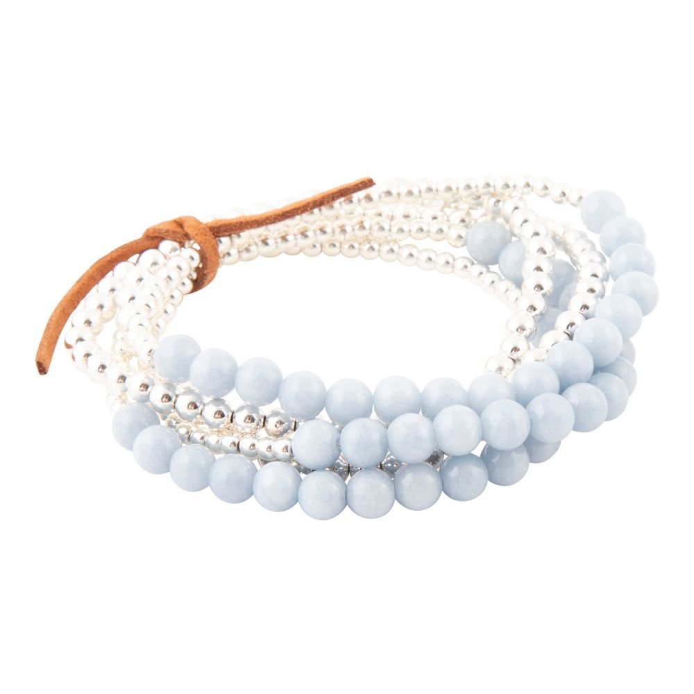 Denim Blue Angelite Silver Bracelet Set Barse Jewelry