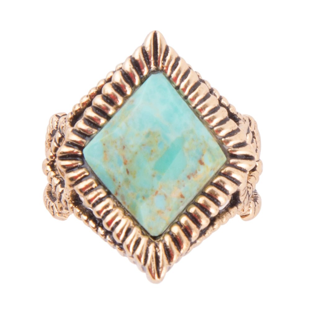 Diamond Days Blue Turquoise and Golden Ring Barse Jewelry