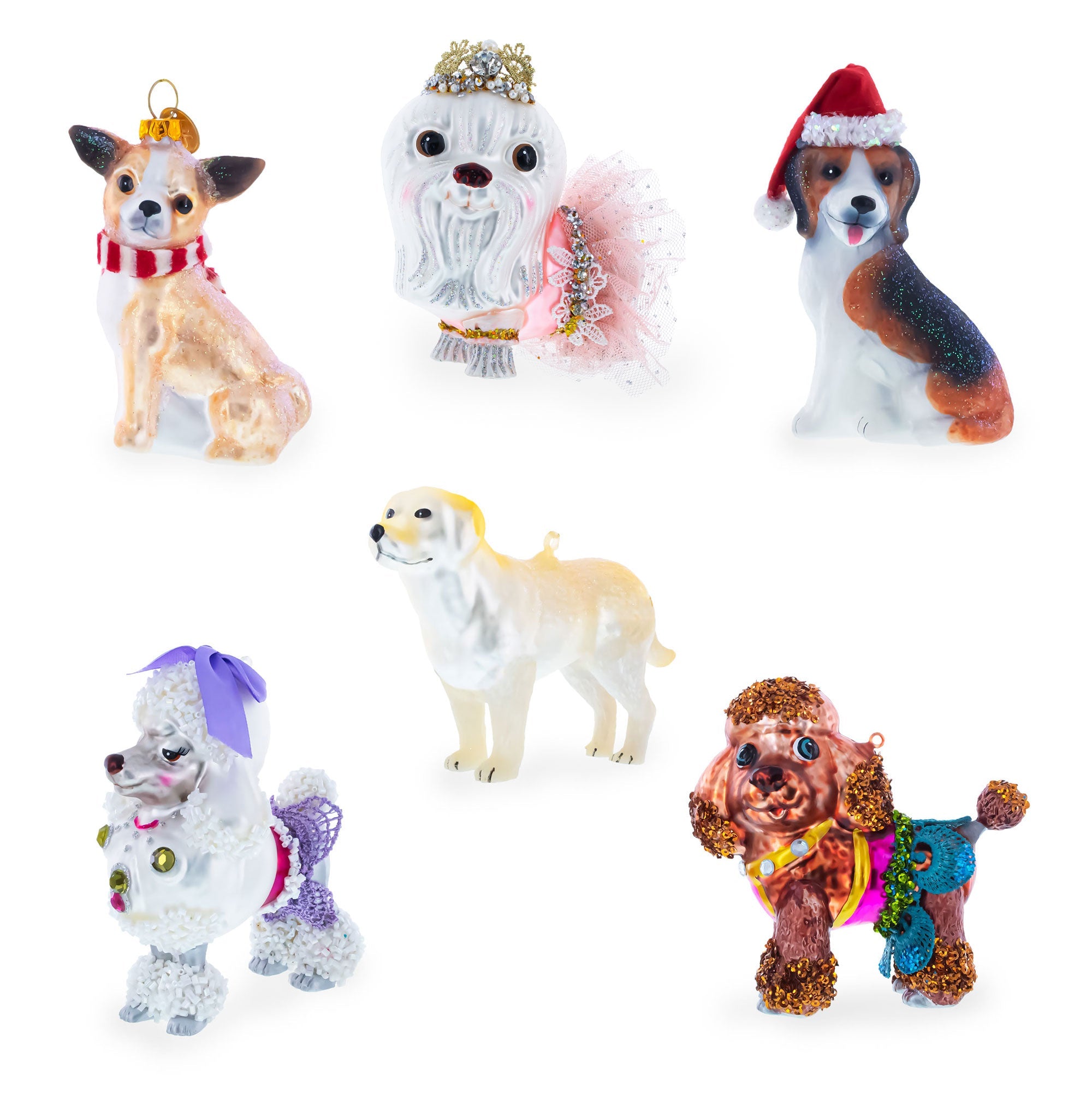 Mariachi Chihuahua Guitarist Glass Christmas Ornament