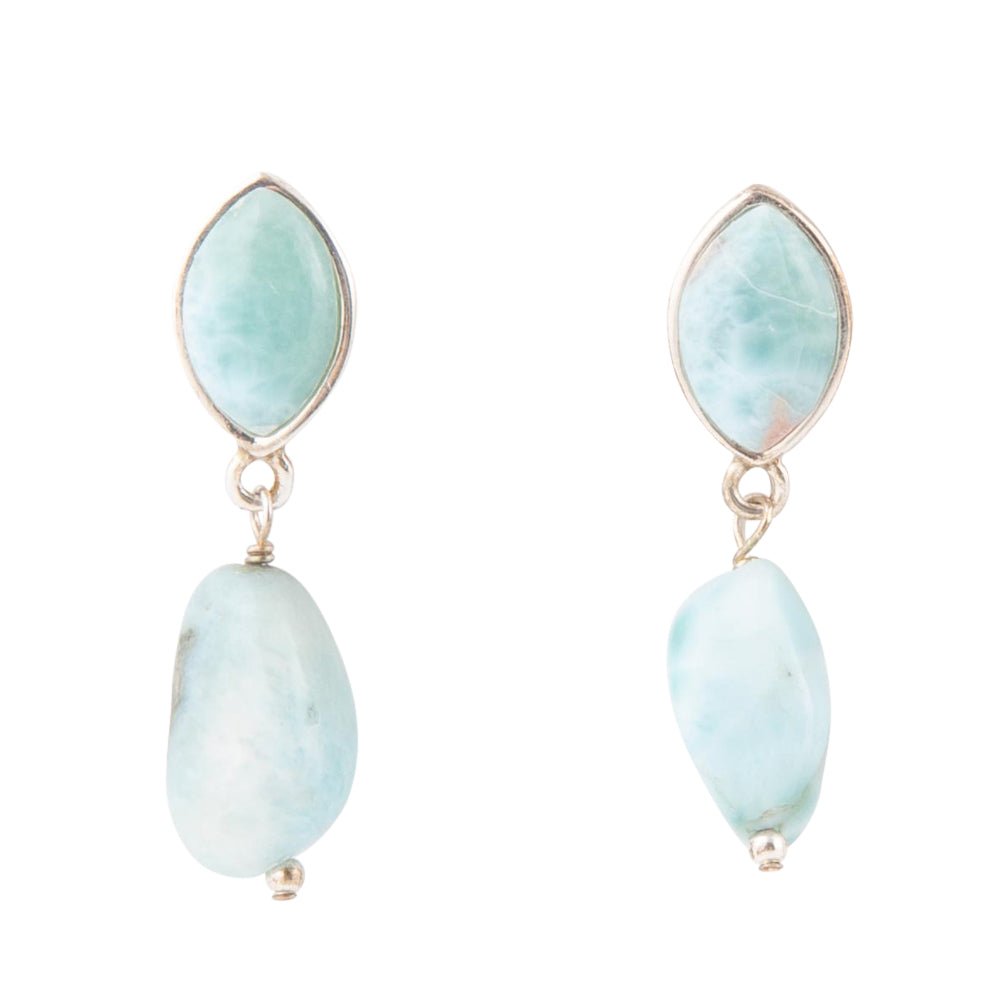 Dolce Blue Larimar and Sterling Silver Drop Earrings Barse Jewelry