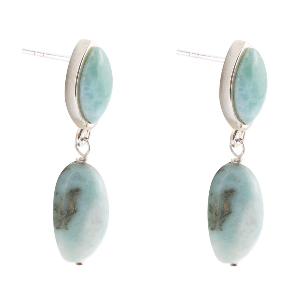 Dolce Blue Larimar and Sterling Silver Drop Earrings Barse Jewelry