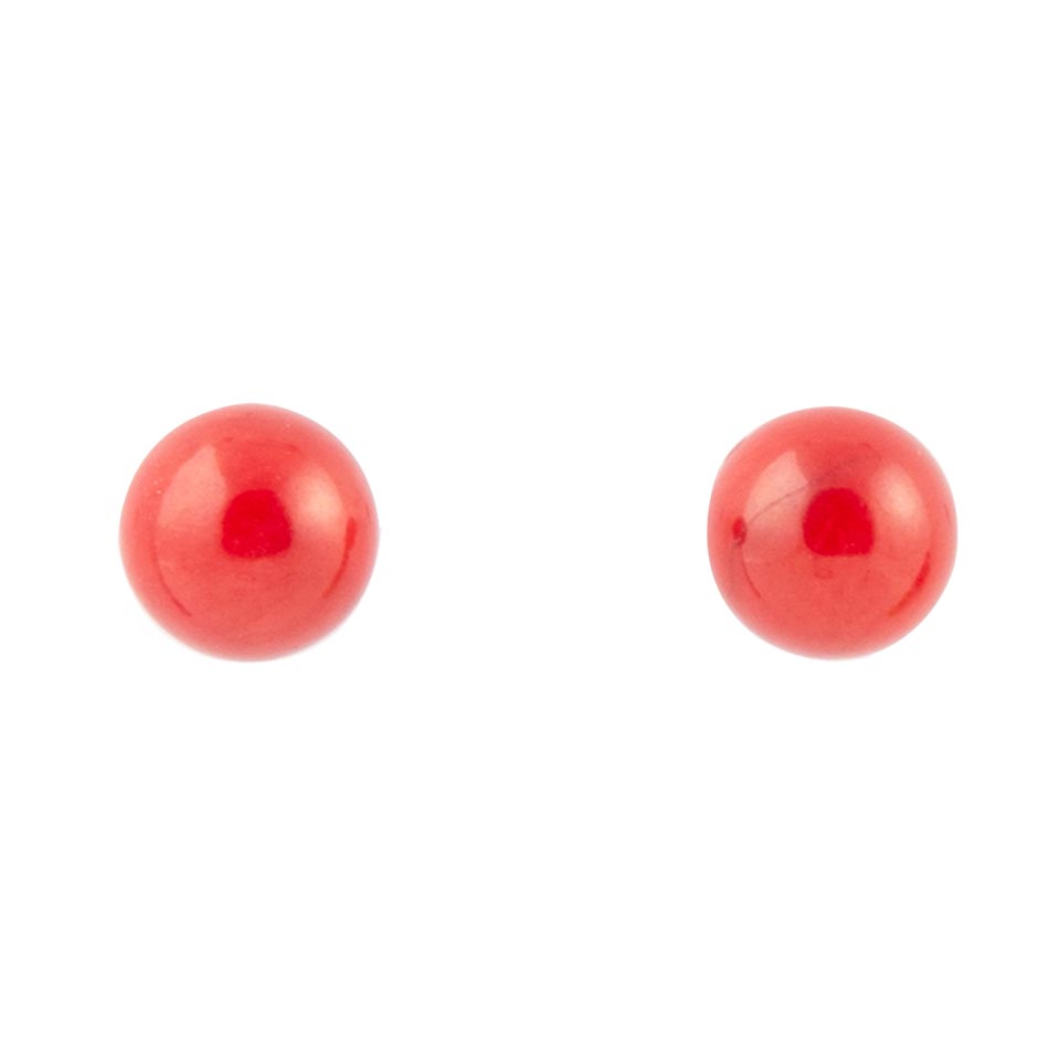 Dot of Red Coral Stud Earrings Barse Jewelry