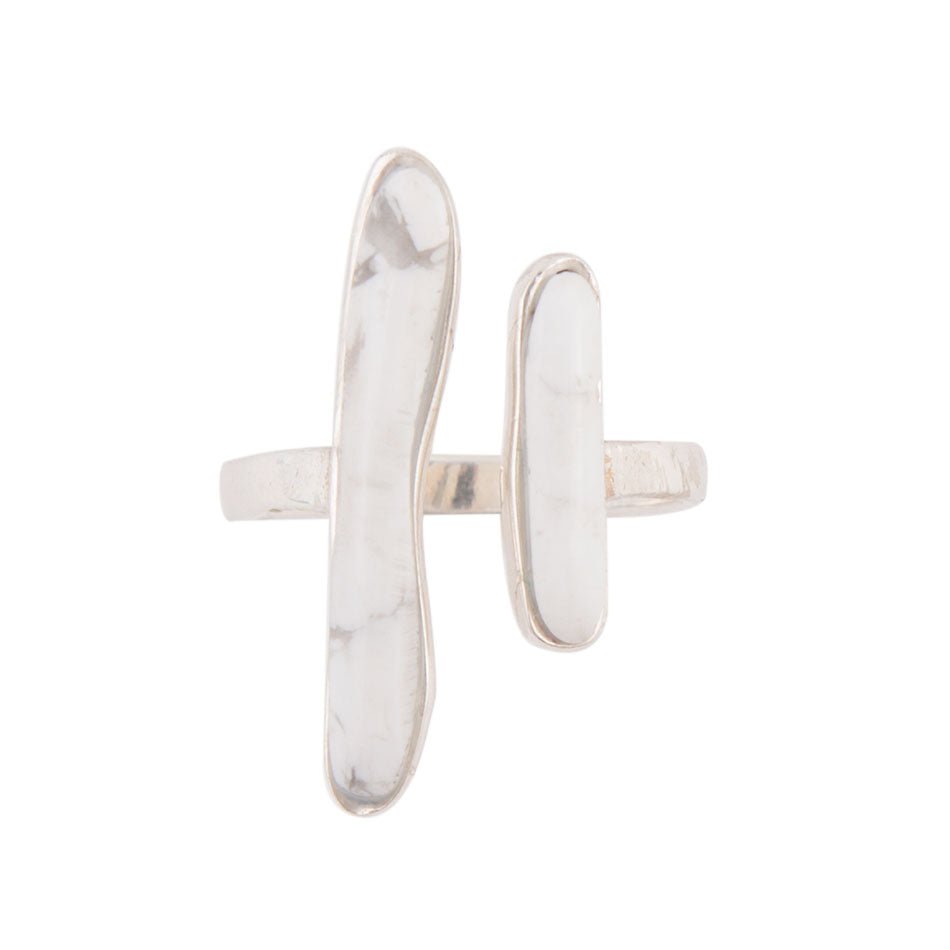 Size Adjustable White Howlite and Sterling Silver Doubled Up Ring Barse Jewelry