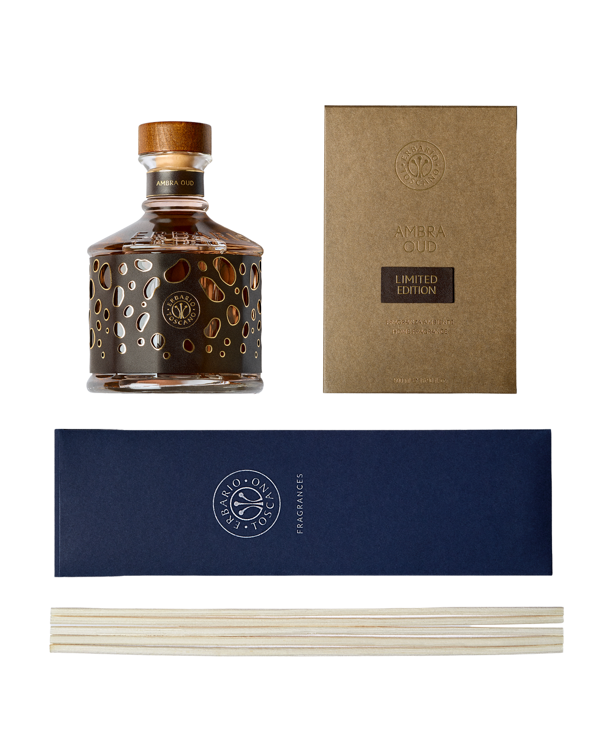 Erbario Toscano Ambra Oud Limited Edition diffuser with leather casing