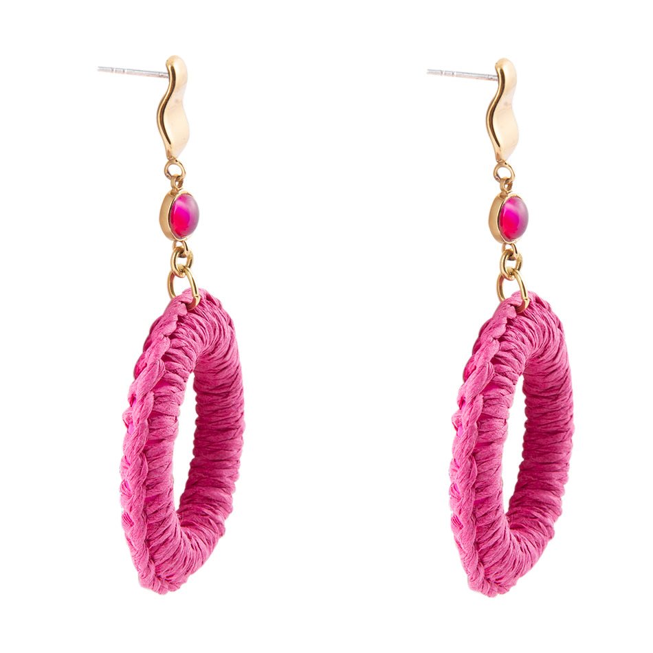 Dreams Pink Magenta Agate Woven Ring Golden Earrings Barse Jewelry