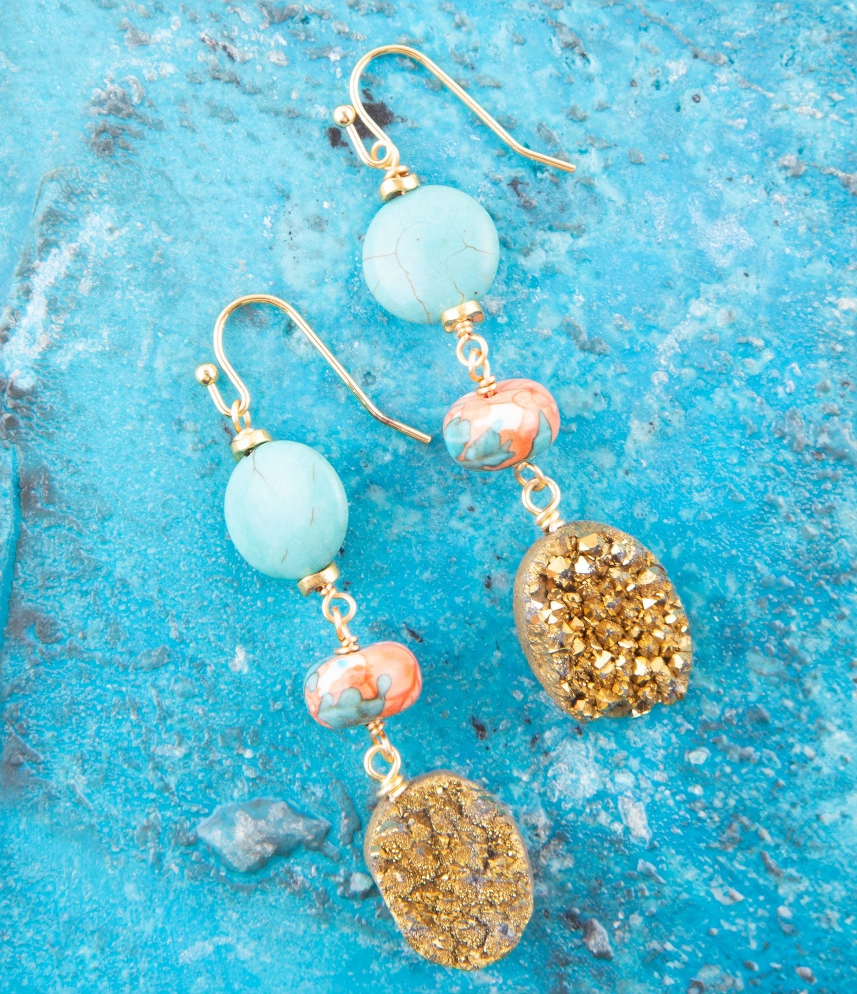 Druzy Drops Earrings Barse Jewelry