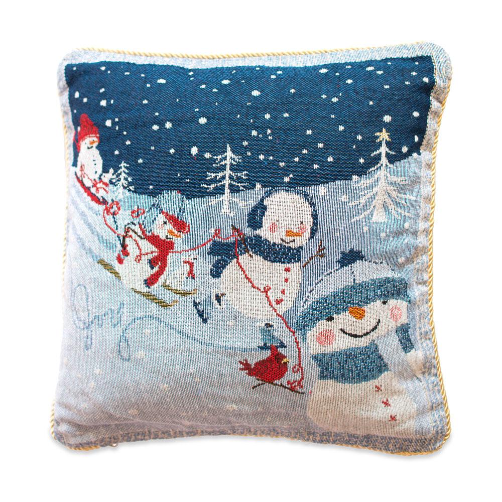 Set of 2 Snowmen Enjoying Winter Sport Parade Christmas Throw Cushion Pillow Covers BestPysanky
