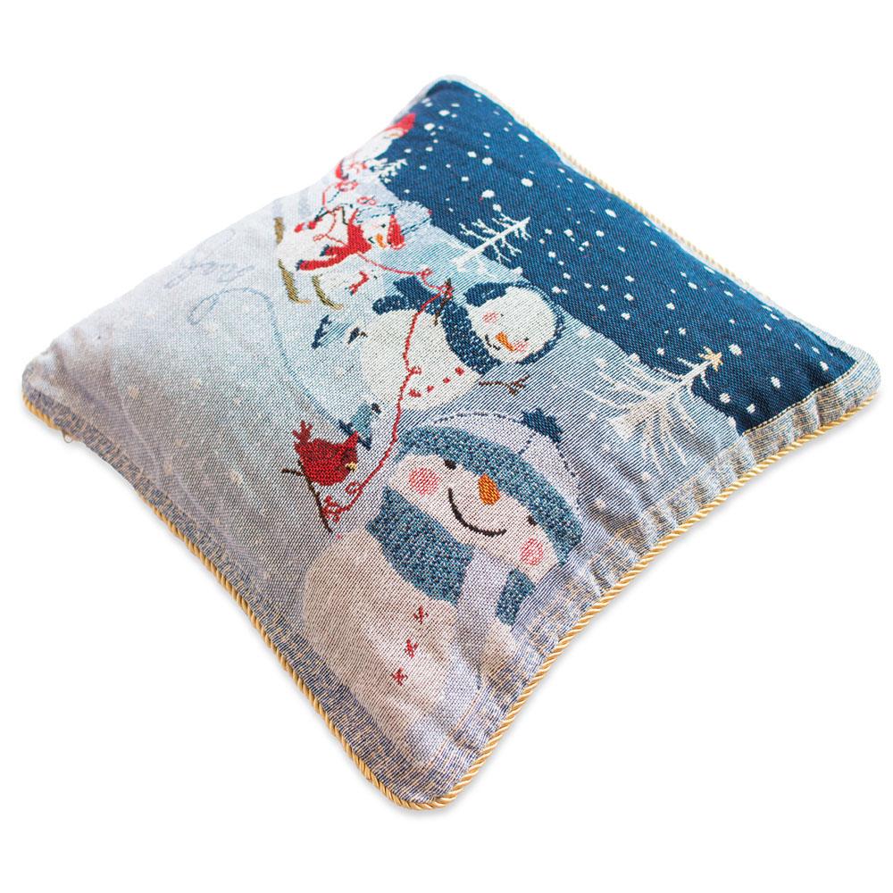 Set of 2 Snowmen Enjoying Winter Sport Parade Christmas Throw Cushion Pillow Covers BestPysanky