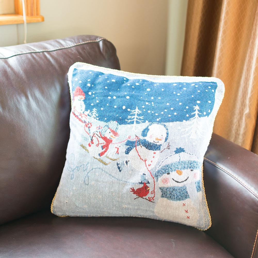 Set of 2 Snowmen Enjoying Winter Sport Parade Christmas Throw Cushion Pillow Covers BestPysanky