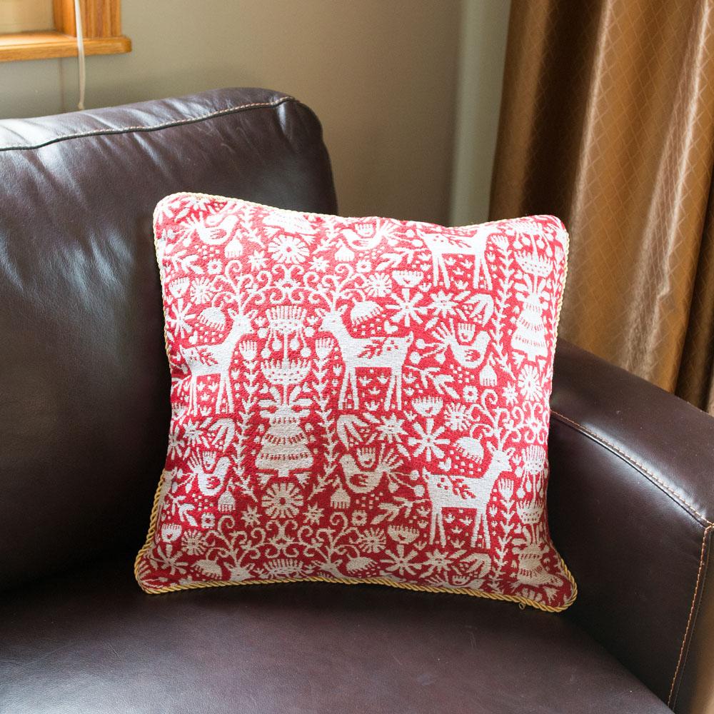 Set of 2 White Deer in the Woods Christmas Throw Cushion Pillow Covers BestPysanky