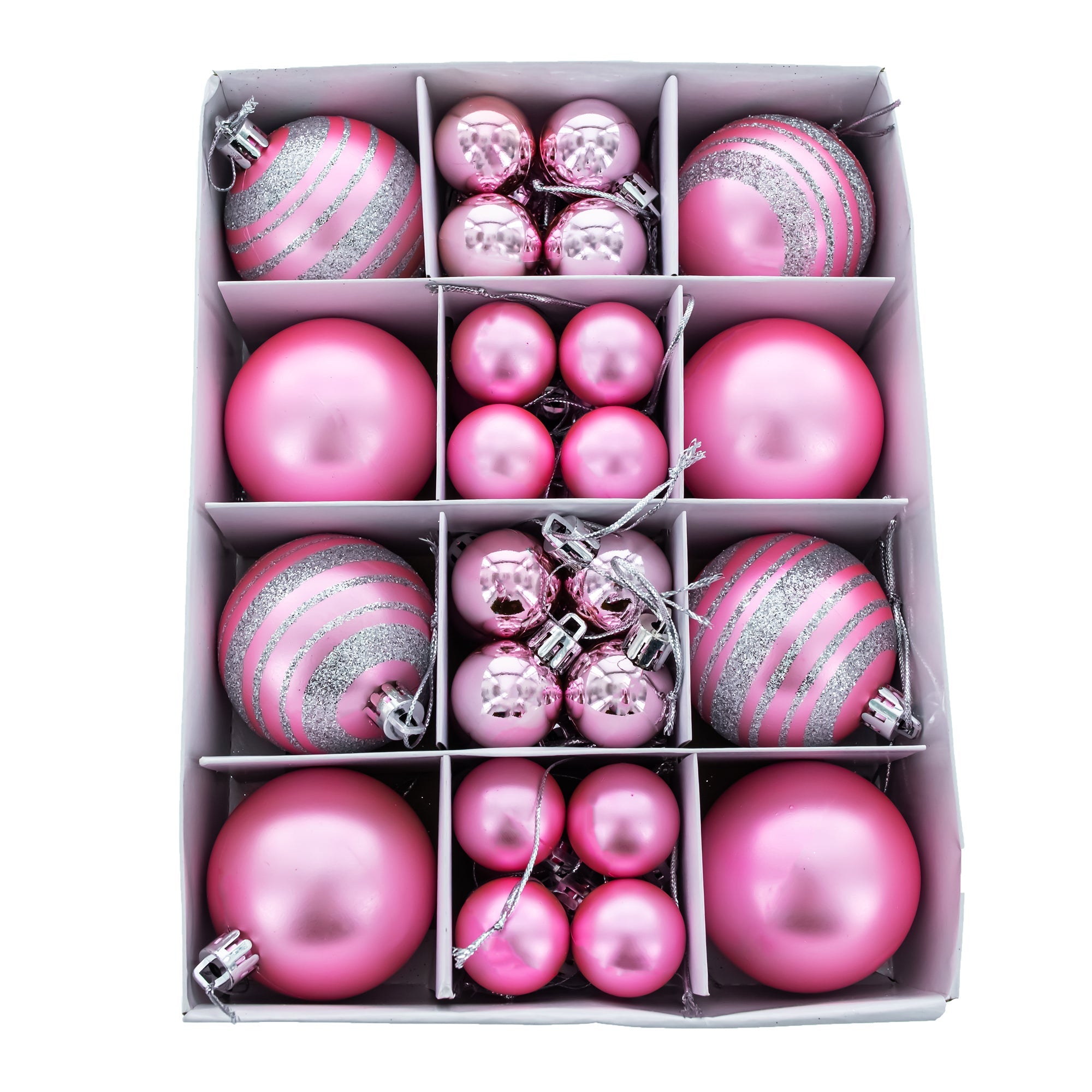 Set of 40 Pink Mini Ball Plastic Christmas Ornaments