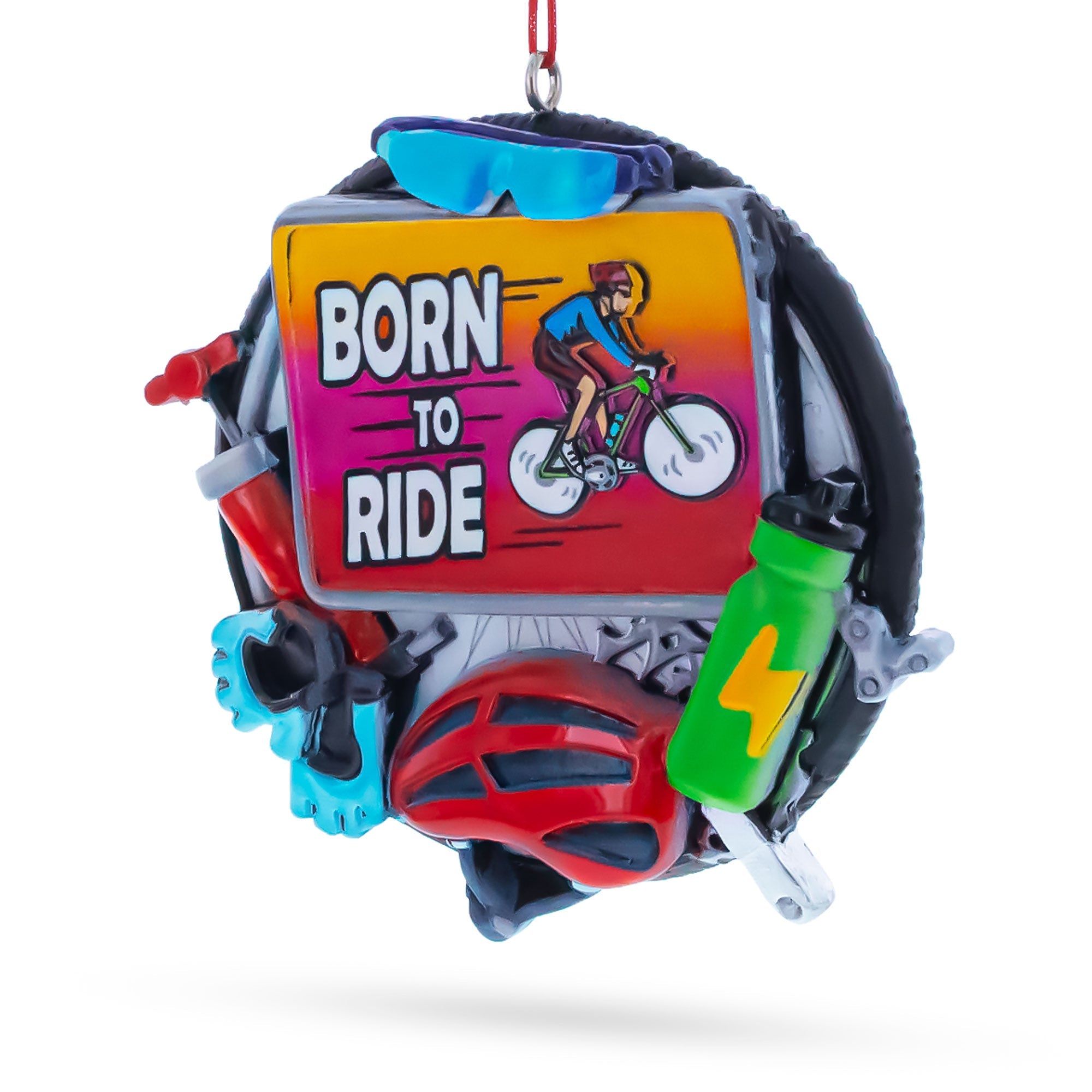 Born to Ride Cyclist Gear Resin Christmas Ornament
