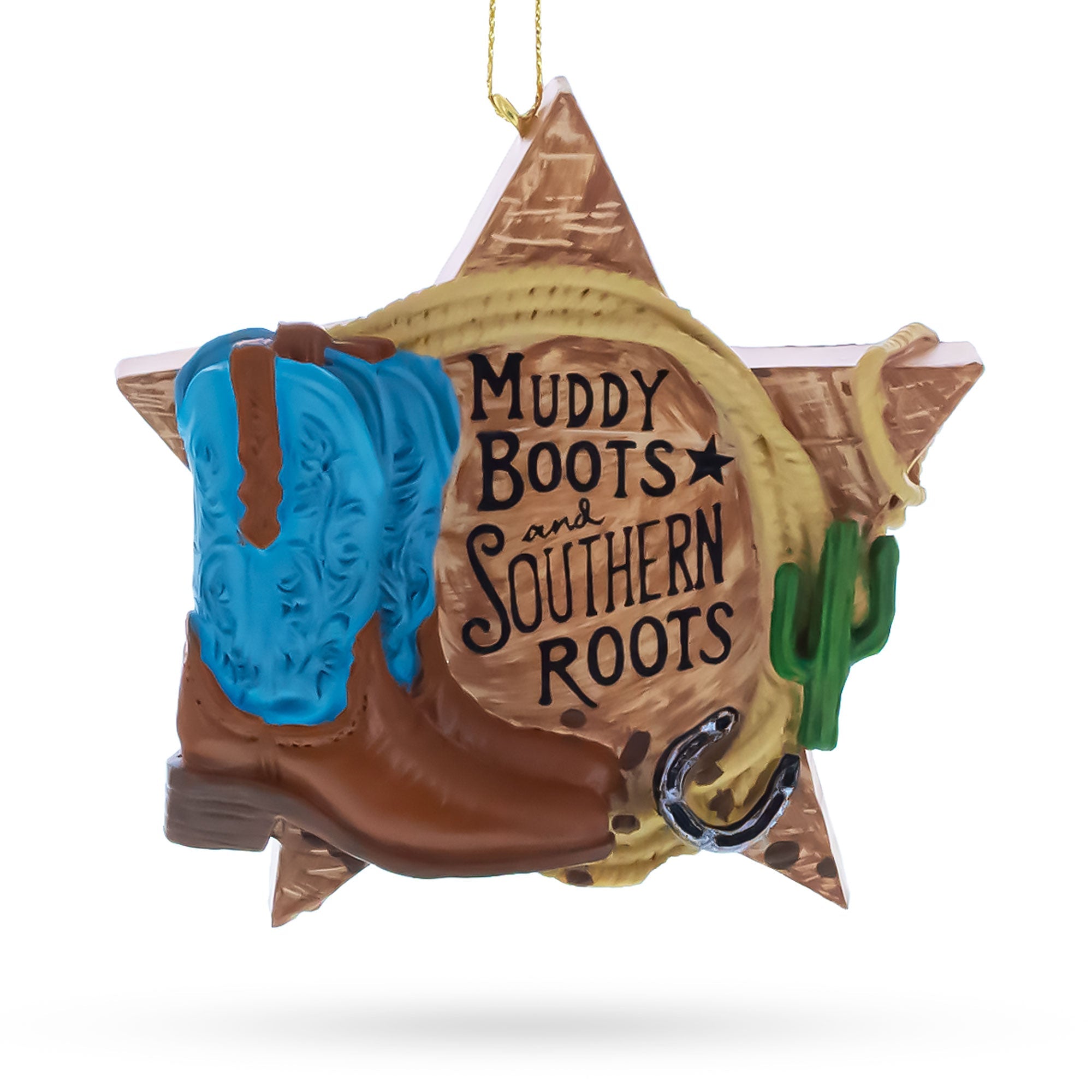 Western Muddy Boots Southern Roots Star Resin Christmas Ornament