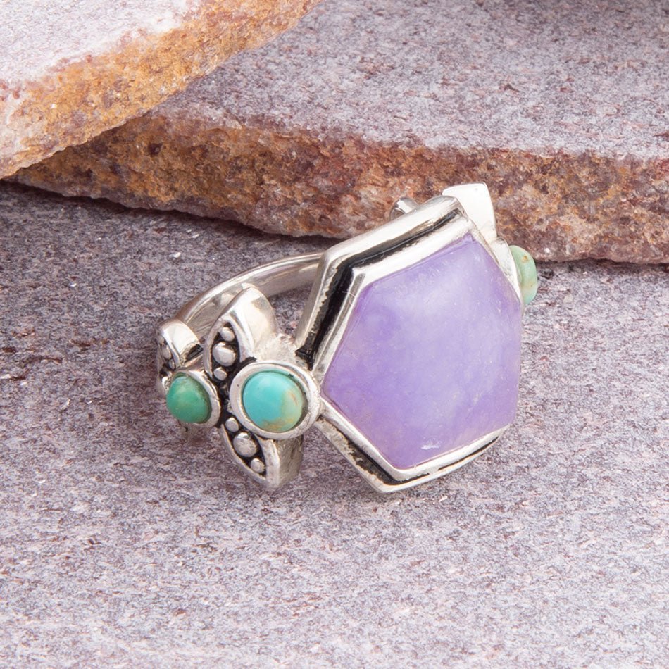 Emile Purple Quartz and Blue Turquoise Sterling Silver Ring Barse Jewelry