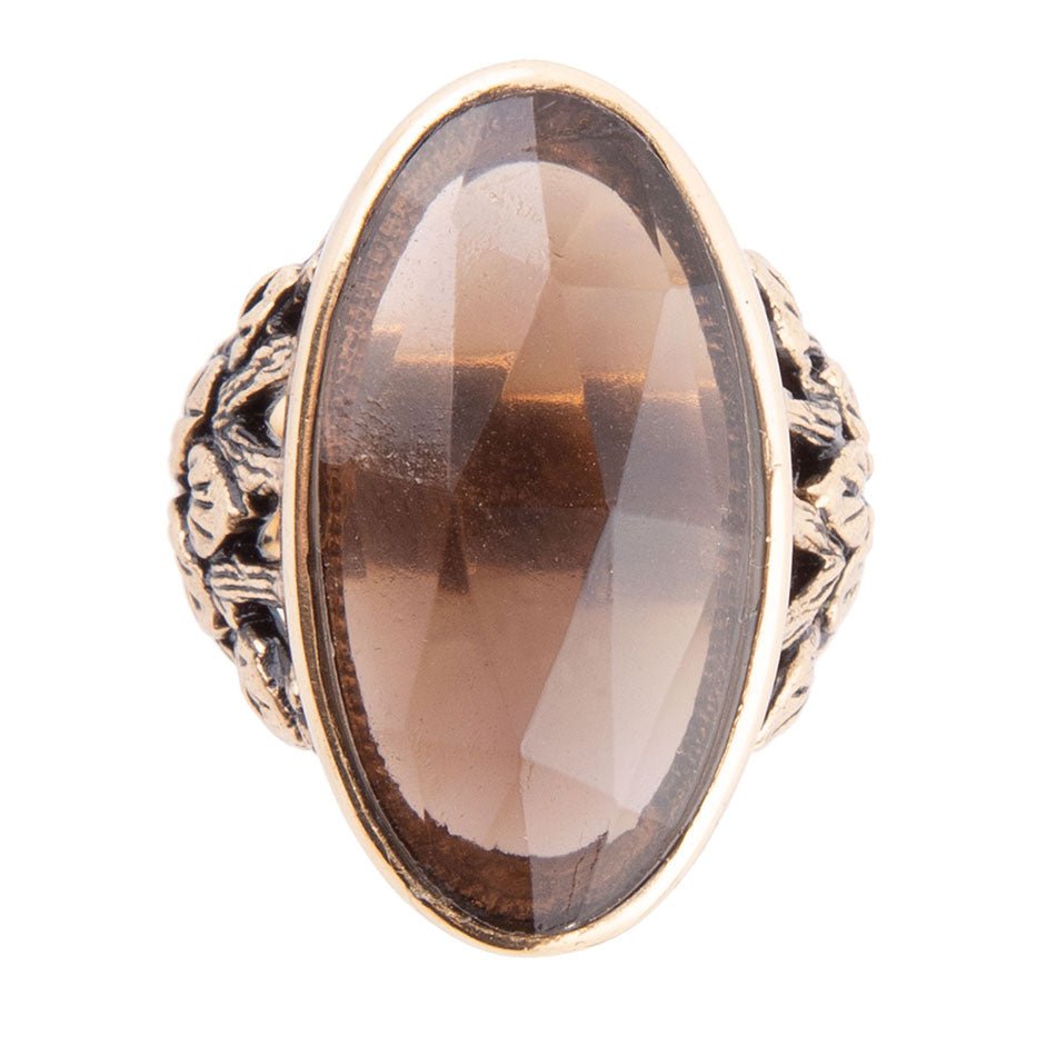 Enchanted Faceted Black Smoky Quartz Golden Ring Barse Jewelry