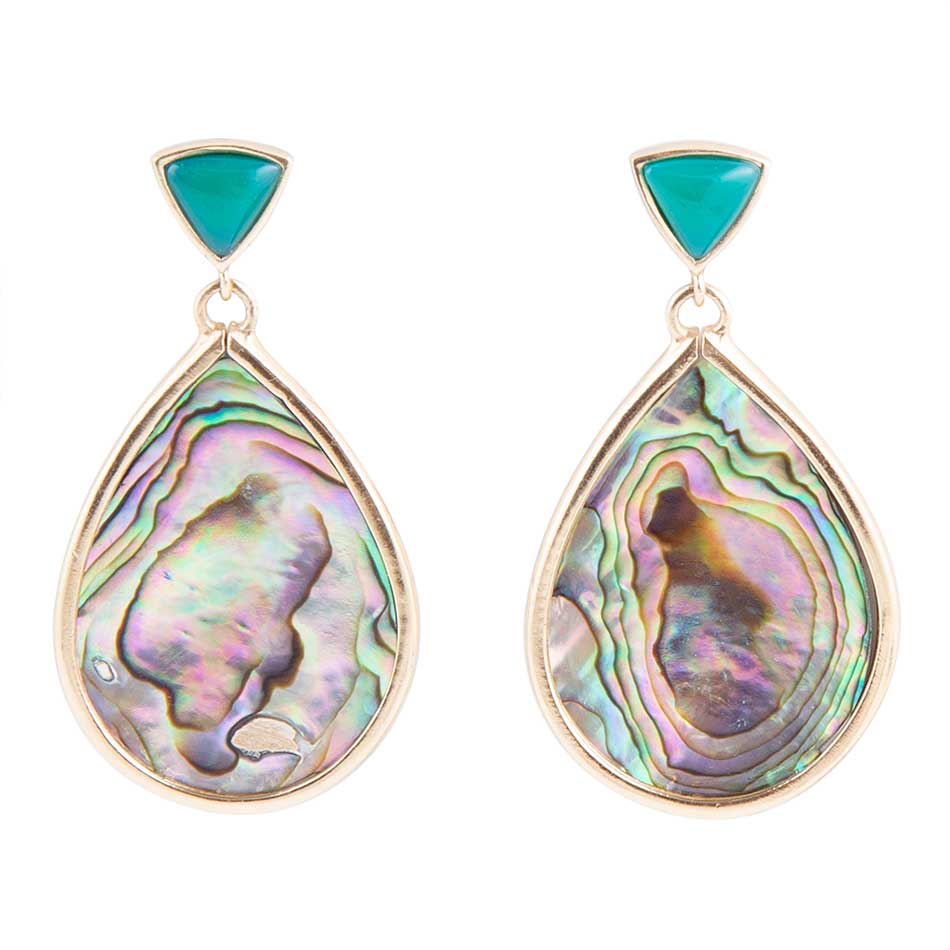 Epiphany Blue Abalone Golden Post Drop Earrings Barse Jewelry