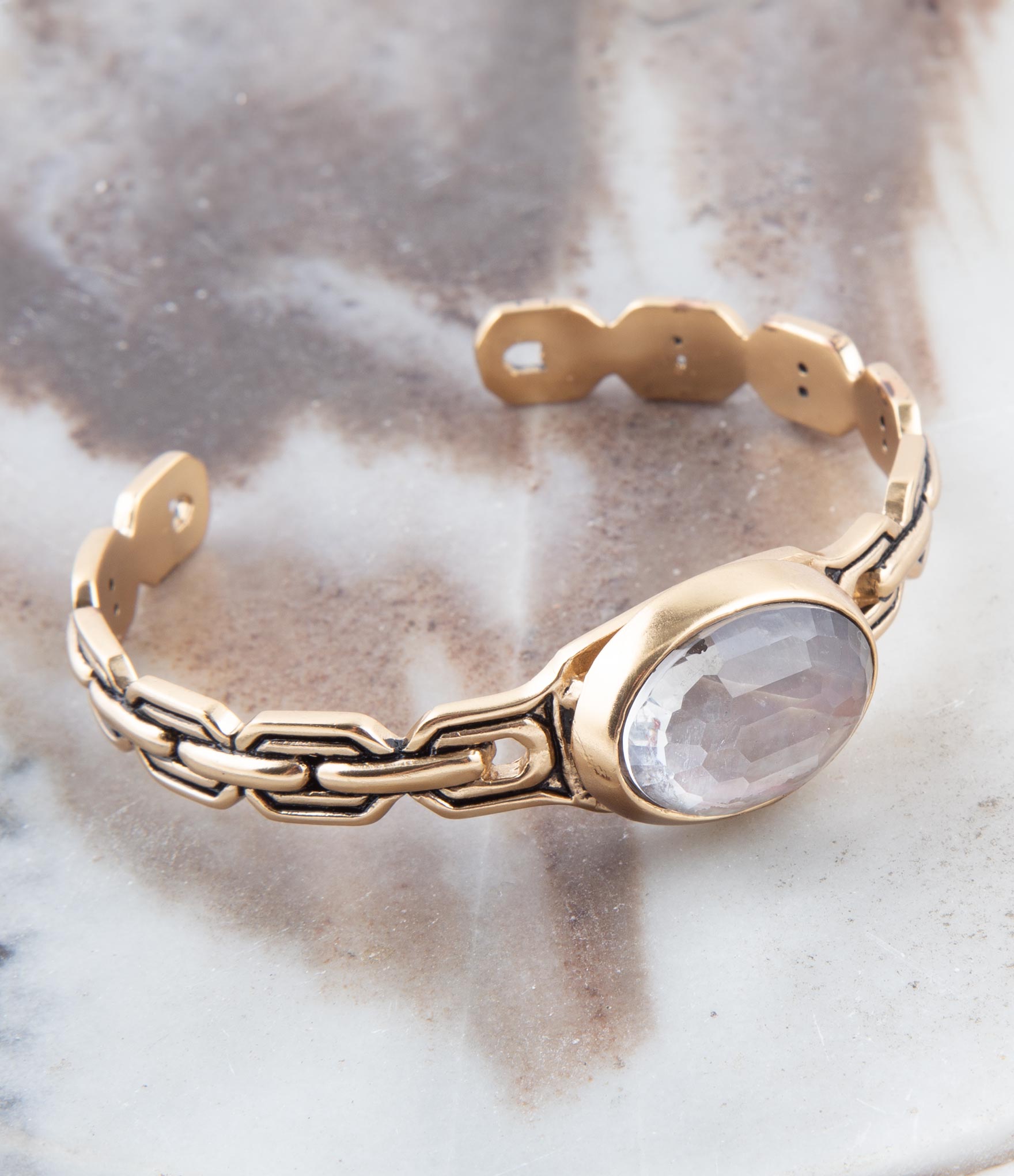 Etto Black Mother of Pearl Golden Cuff Bracelet Barse Jewelry